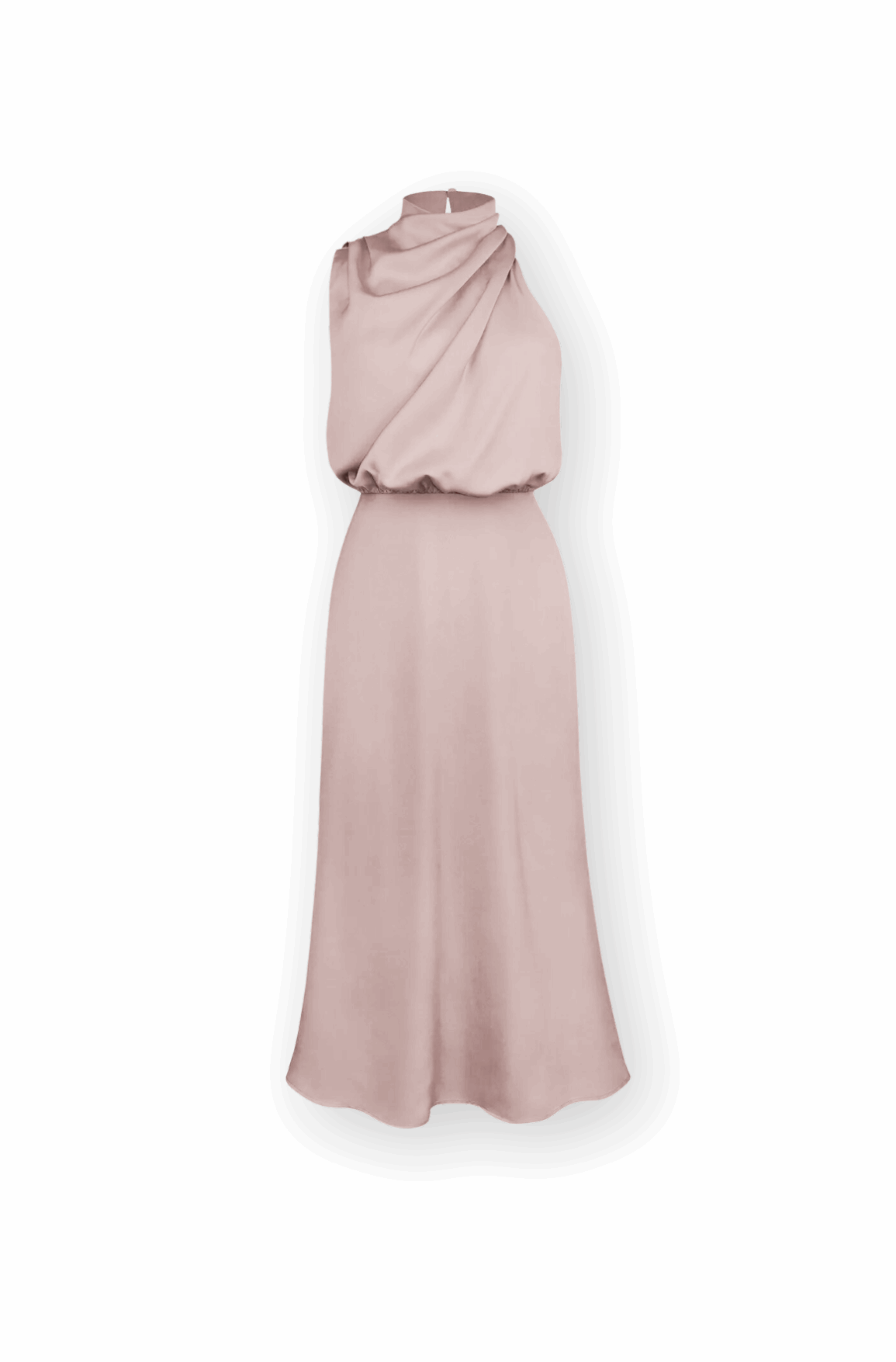 Luna Satin Drape Gown – Blush Edition