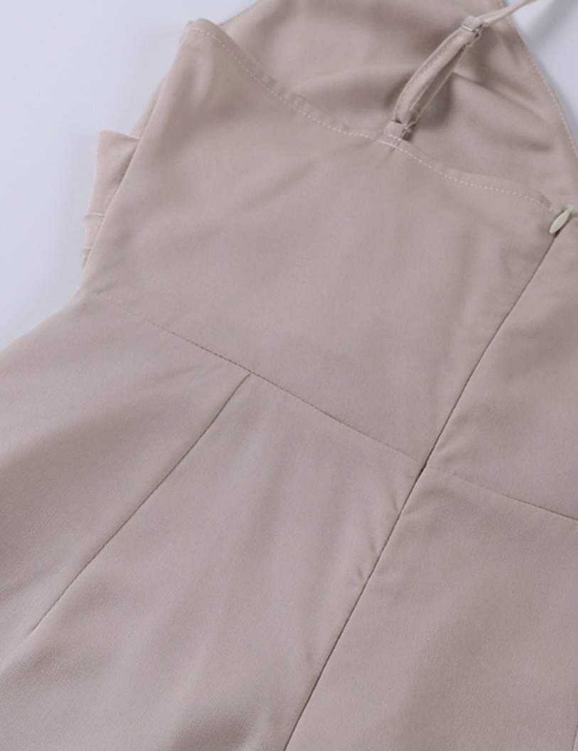 Champagne Satin Split Dress