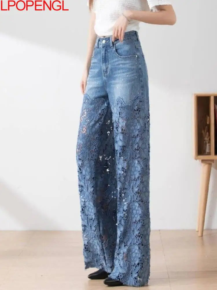 The Flora Lace Denim Trousers