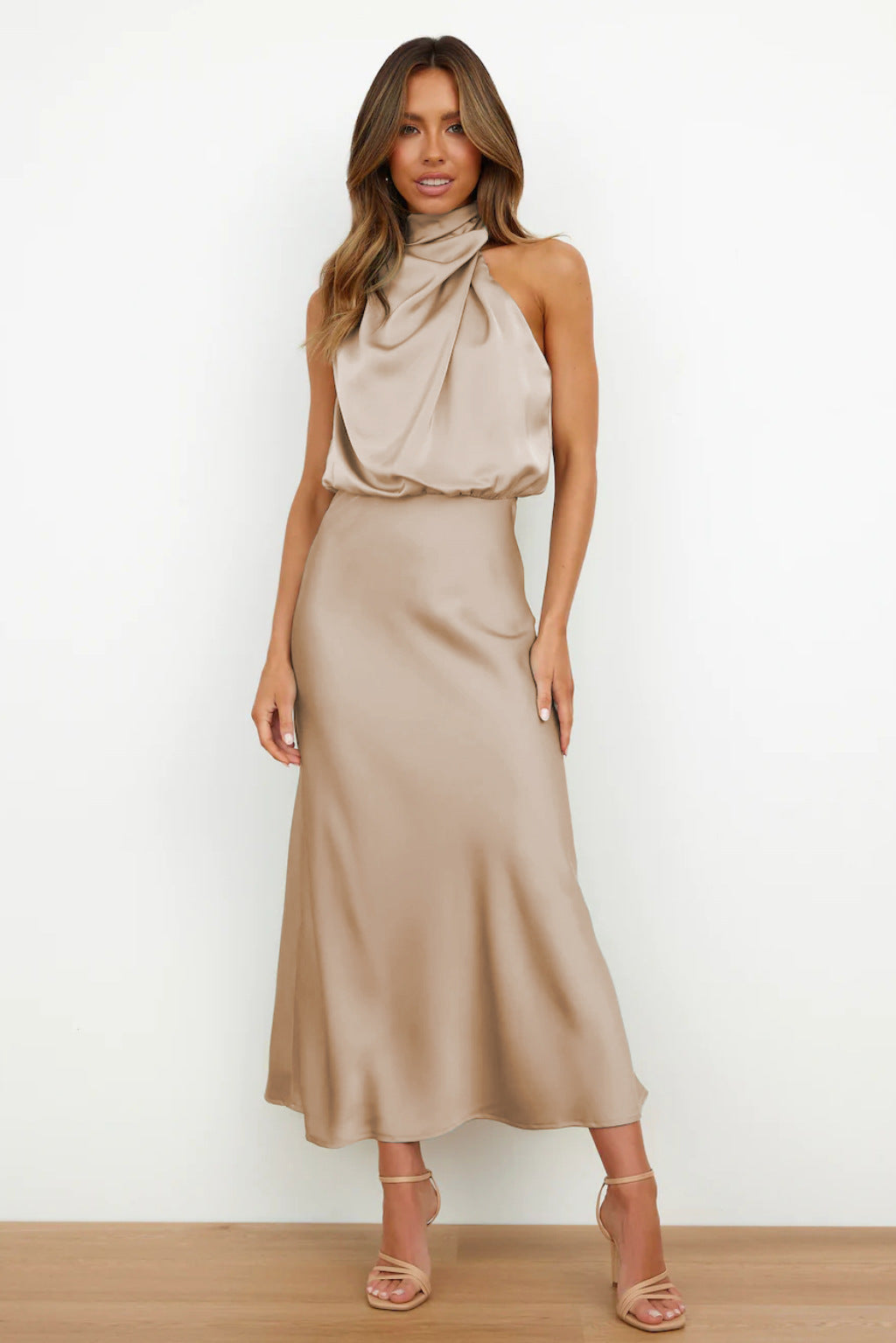 Luxe Halter Satin Dress
