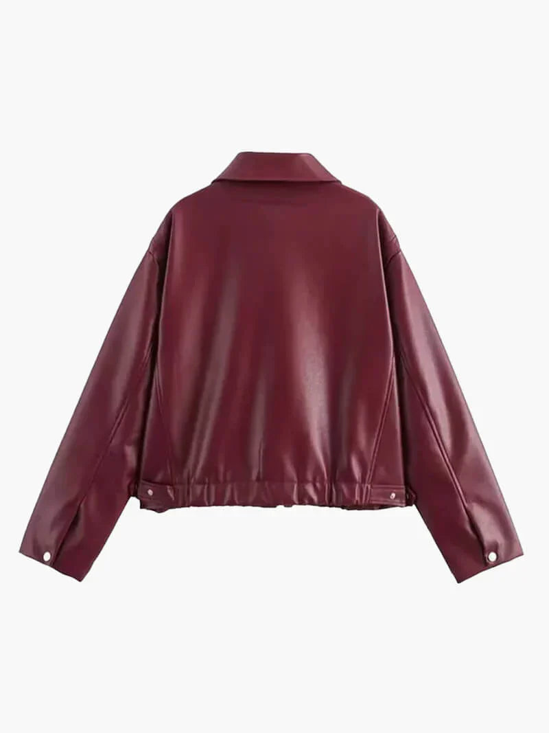 Isla – Bordeaux Leather Jacket