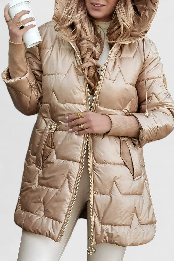Aurelia™ – Golden Glow Puffer Jacket