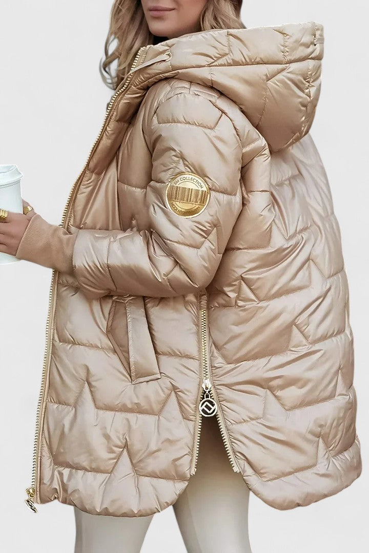 Aurelia™ – Golden Glow Puffer Jacket