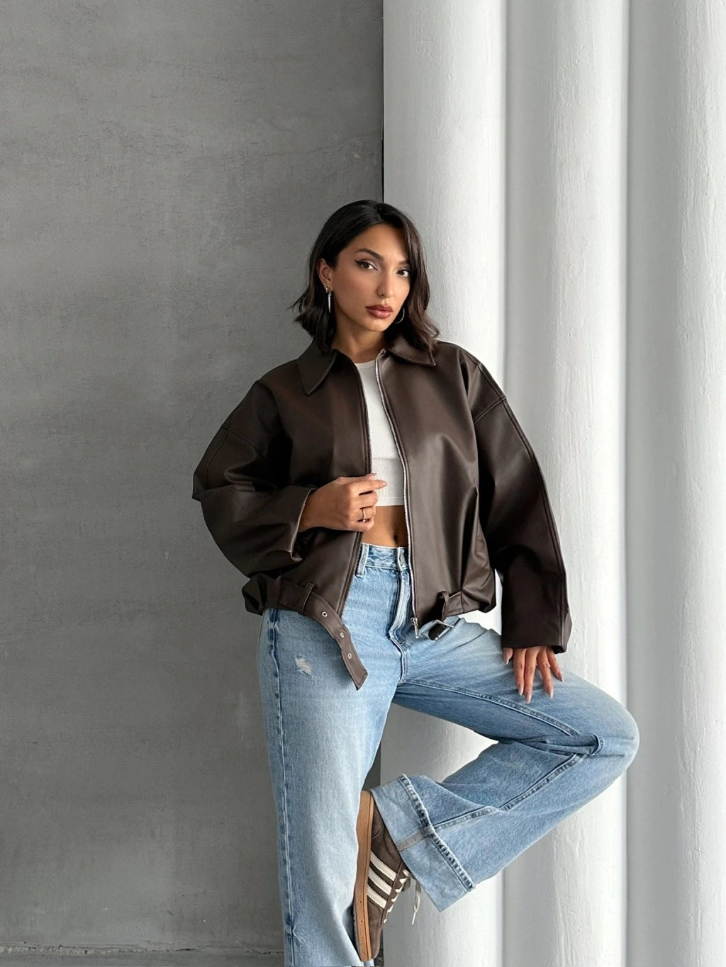 Elena – Modern Edge Leather Jacket